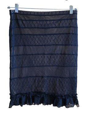 Sheer Navy Tiered Skirt With Ruffle Hem & Lace Detail lagonlook coquette